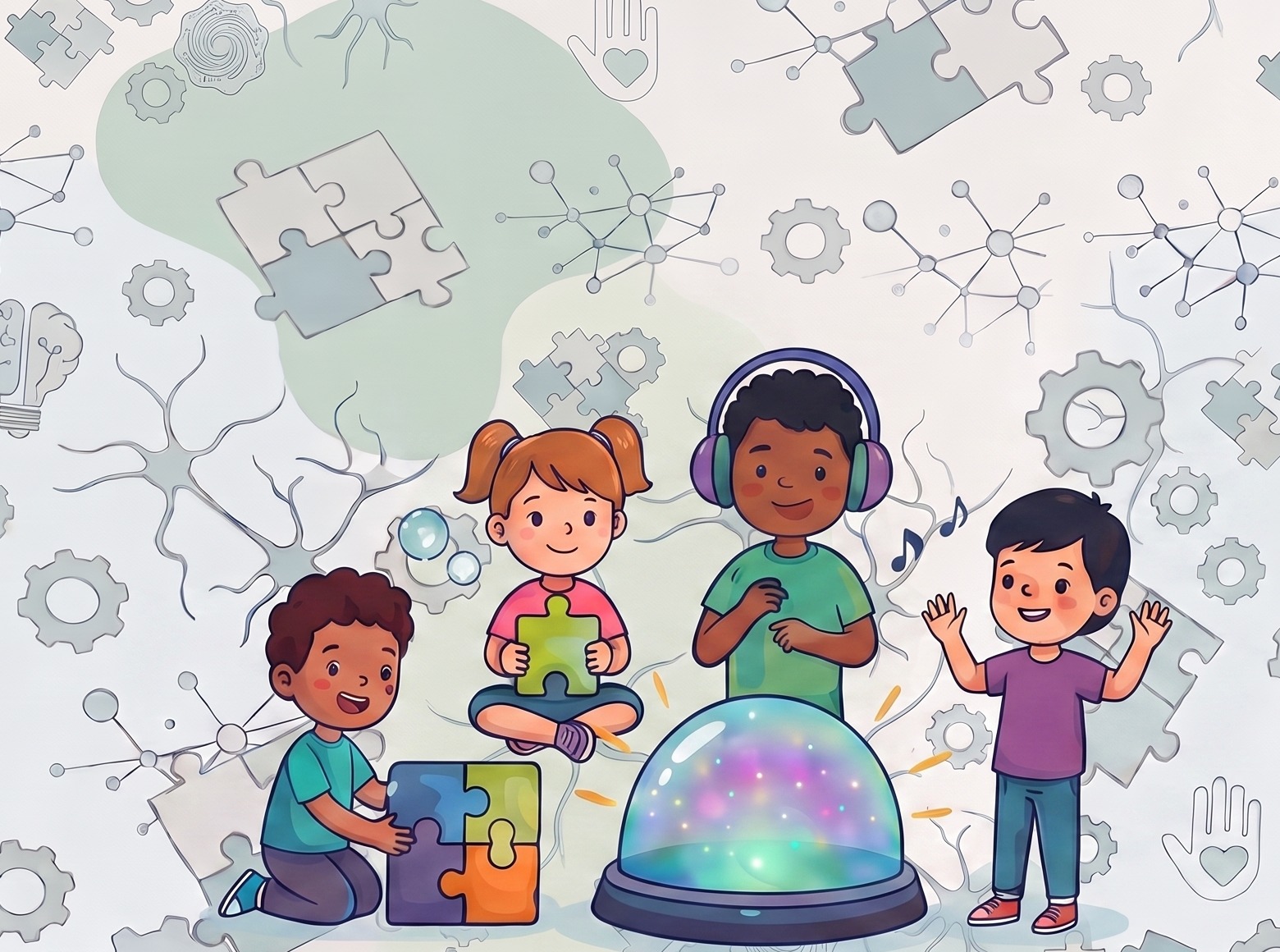 Crianças brincando de forma inclusiva
